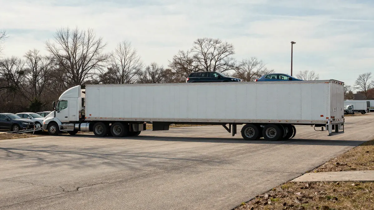 Open car carrier loading a few vehicles in a quiet lot, illustrating the best time of year for cheaper car shipping